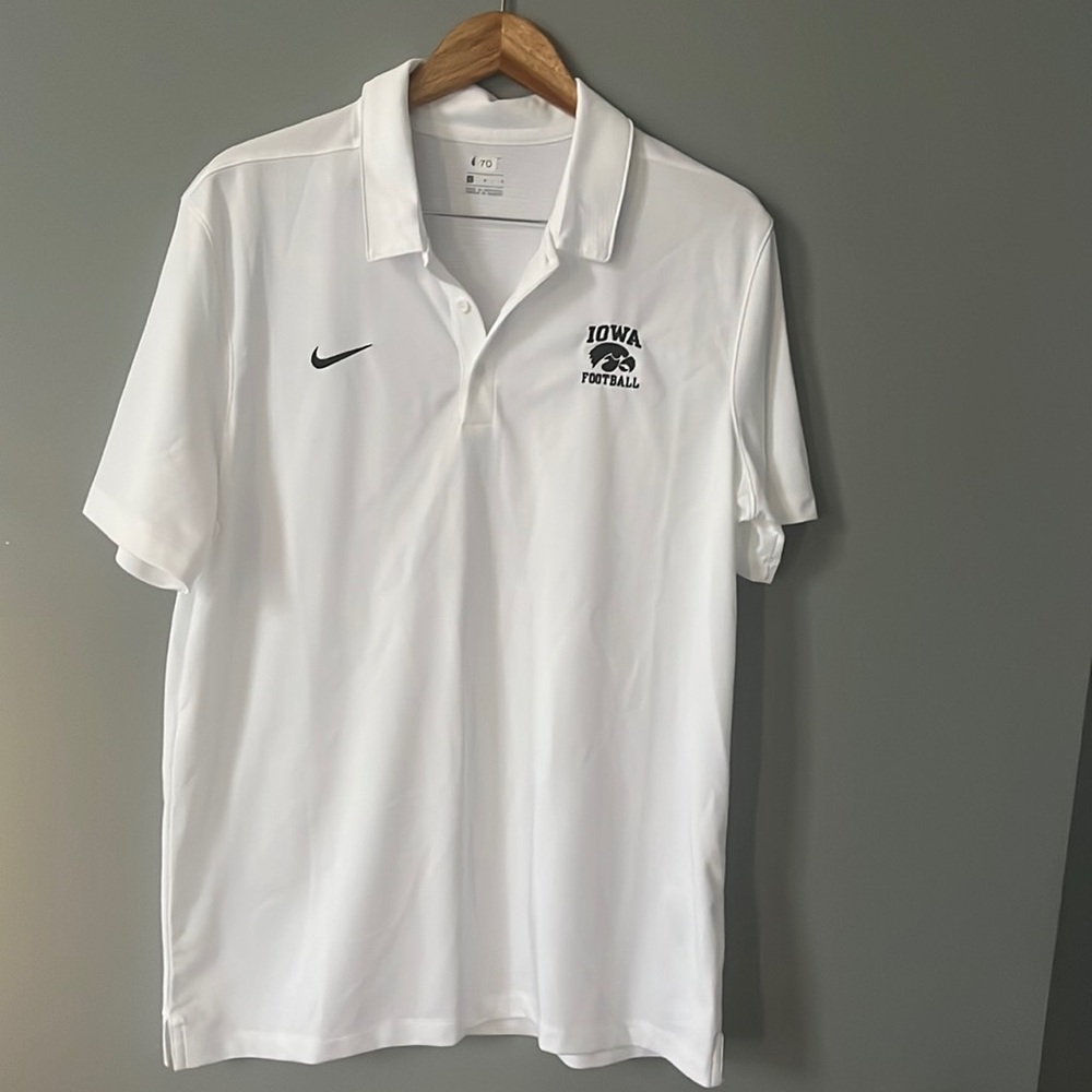White Nike Iowa Hawkeye Polo sz L - Brand New!
